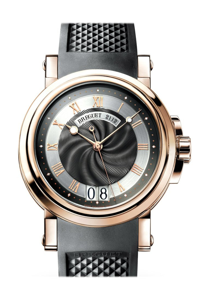 Breguet Marine Automatic Men's Watch - Silver Dial, Black Rubber Strap, 5817BRZ25V8 | Luxury Dive Watch for Business & Formal Occasions