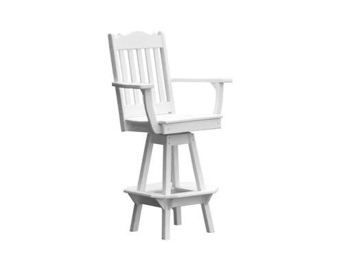 A & L Furniture Royal Swivel Bar Chair with Arms - Modern Counter Height Stool for Kitchen Island, Home Bar & Dining Room - Comfortable Upholstered Seat with 360° Rotation