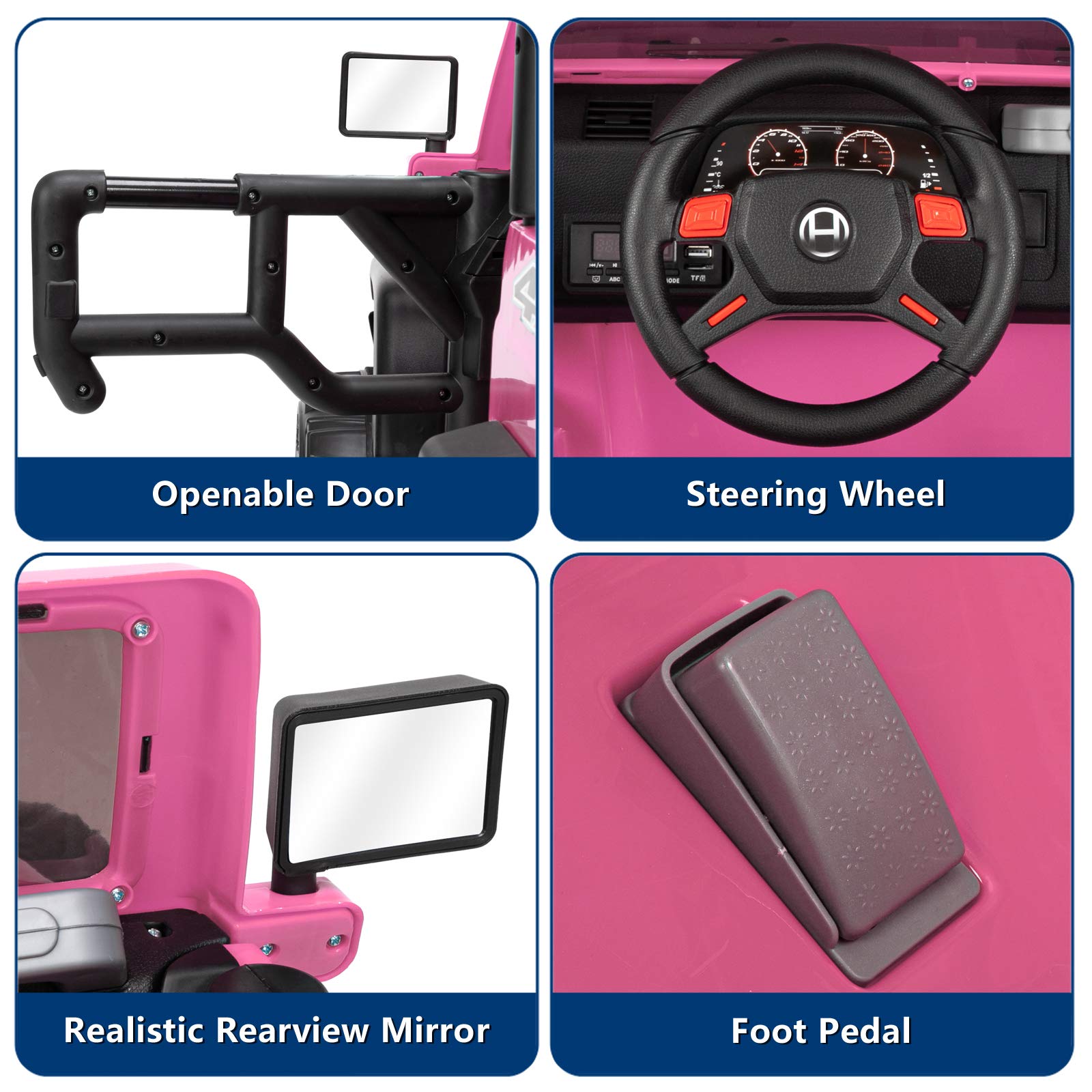 **12V Electric Ride-On Car for Kids - 2 Seater Remote Control Toddler Toy Vehicle with Suspension, Seat Belts, LED Lights & Horn (Pink) | Perfect for Indoor & Outdoor Play, Birthday Gifts**