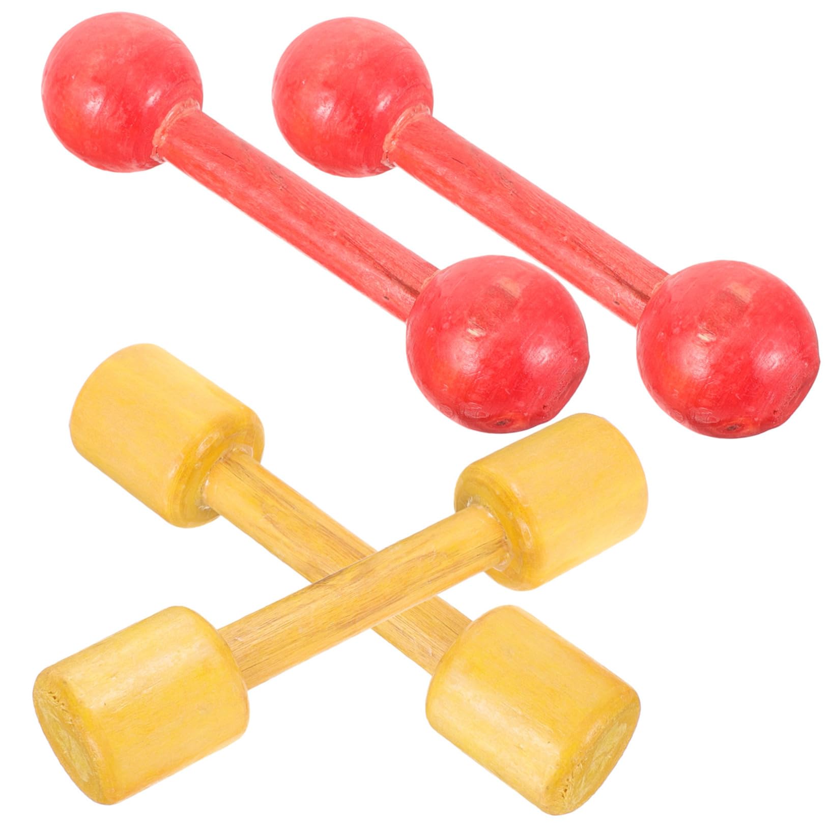 2 Pairs Wooden Dumbbells for Toddlers - Kids Hand Weights Exercise Toys | Early Educational Physical Development Toy for Boys & Girls | Perfect for Home Play, Preschool Gym & Motor Skills Training