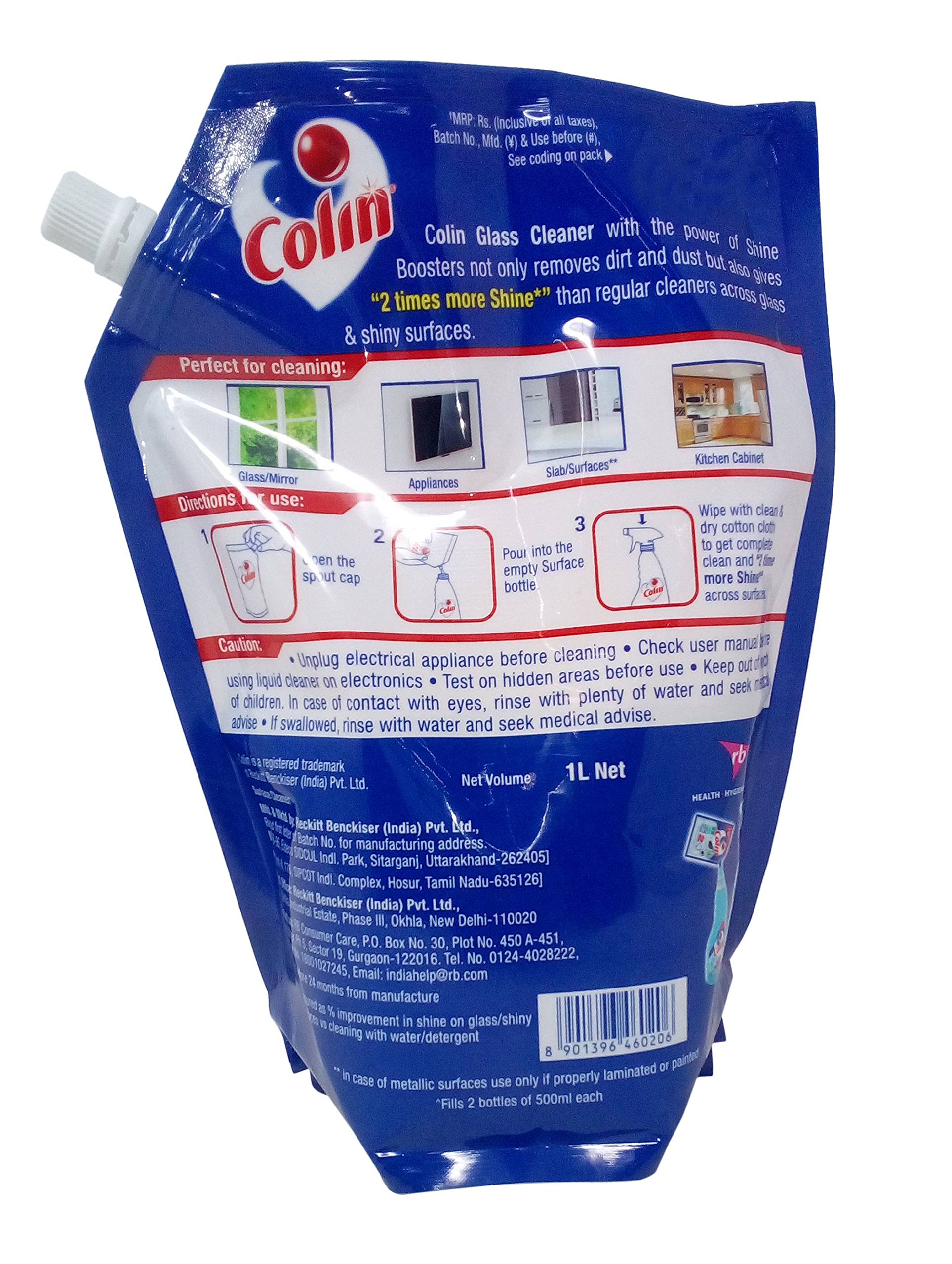 Colin Glass & Household Cleaner Refill - 1L Pouch | Multi-Surface Cleaning Solution for Windows, Mirrors & Kitchen | Eco-Friendly & Streak-Free Formula