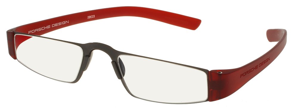 Porsche Design P8801 Reading Glasses with Rodenstock Clear Ophthalmic Lenses - Stylish Red Frames for Men & Women | Perfect for Reading, Office Work, and Computer Use