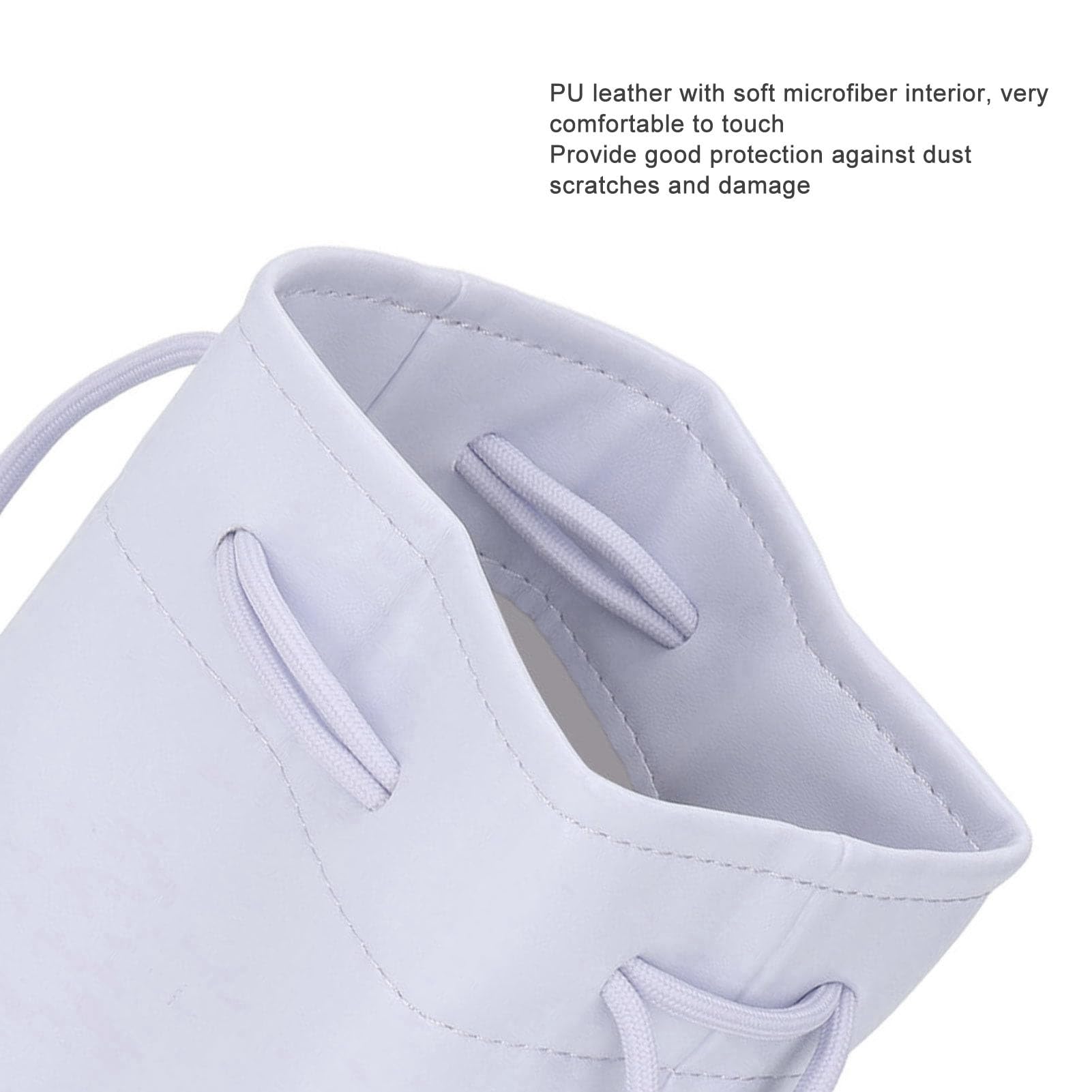 PU Leather Camera Drawstring Bag for Instant Film Printers & Mirrorless Digital Cameras - Waterproof Camera Storage Organizer Pouch (White) - Perfect for Travel, Hiking & Photography Enthusiasts