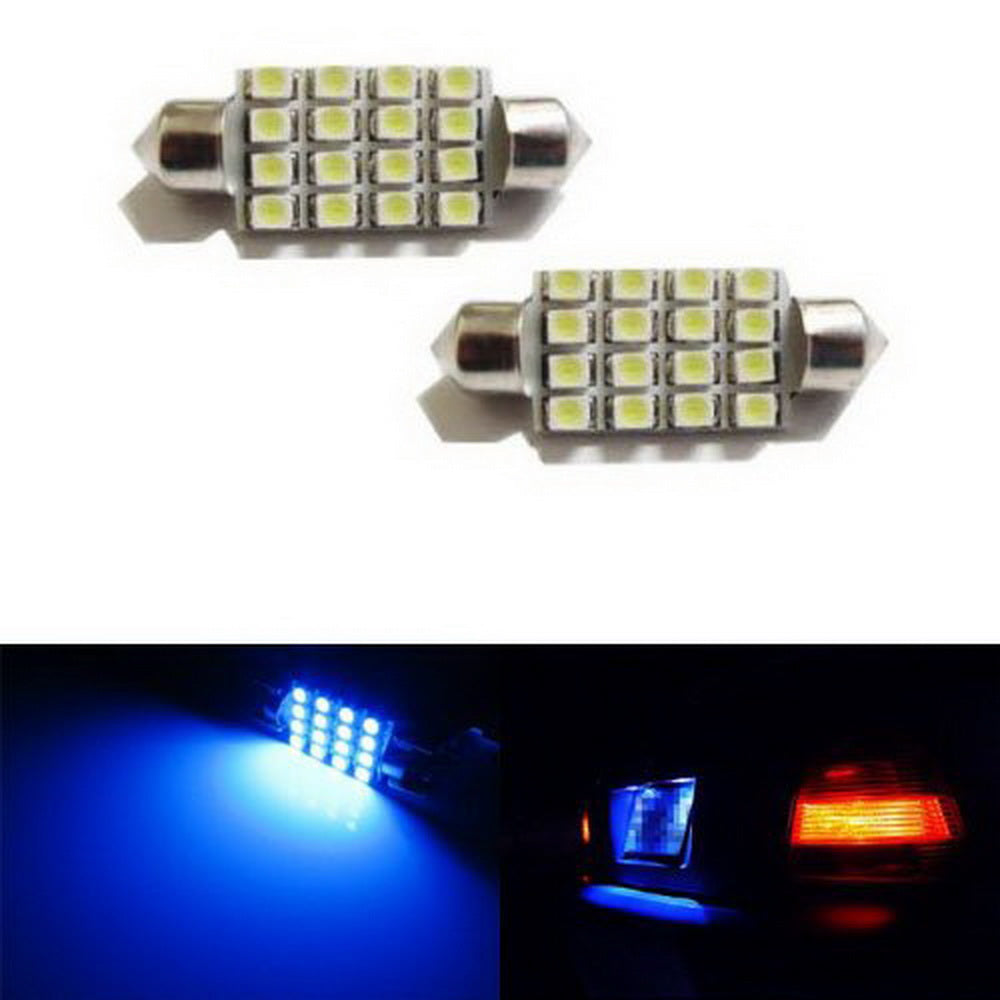 2 Pack Ultra Blue 1.50 16 SMD 6418 C5W LED Bulbs - Super Bright License Plate Lights for Cars, Trucks, SUVs - Easy Installation & Long Lifespan - Perfect for Nighttime Visibility and Vehicle Customization