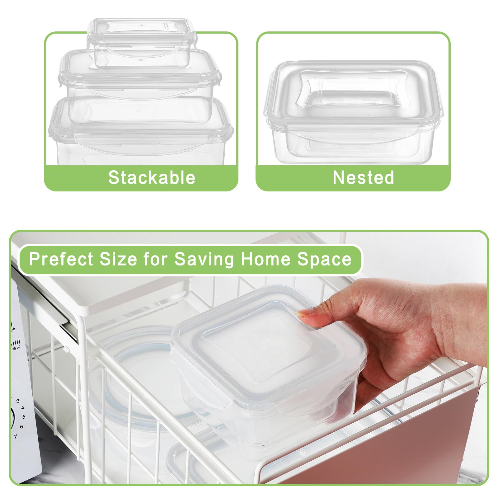 HOMBERKING 32-Piece Airtight Food Storage Containers Set with Snap Lids (16 Containers + 16 Lids) - BPA-Free Plastic Meal Prep Containers for Kitchen, Pantry, Home Organization - Perfect for Meal Prepping, Leftovers & Food Storage (White)