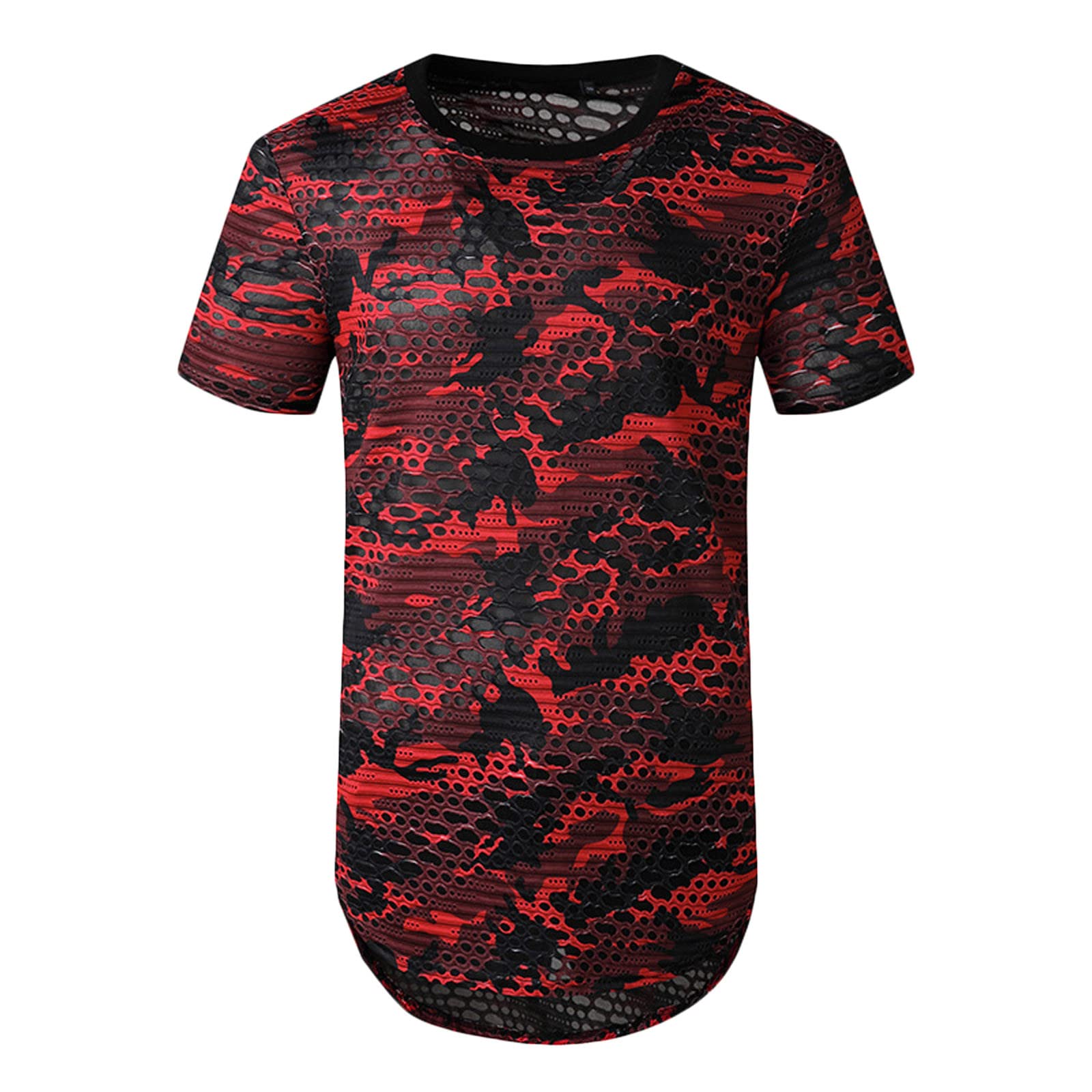 Men's Camo Graphic T-Shirt - Longline Hip Hop Urban Style Summer Tee for Casual Wear, Street Fashion & Outdoor Activities