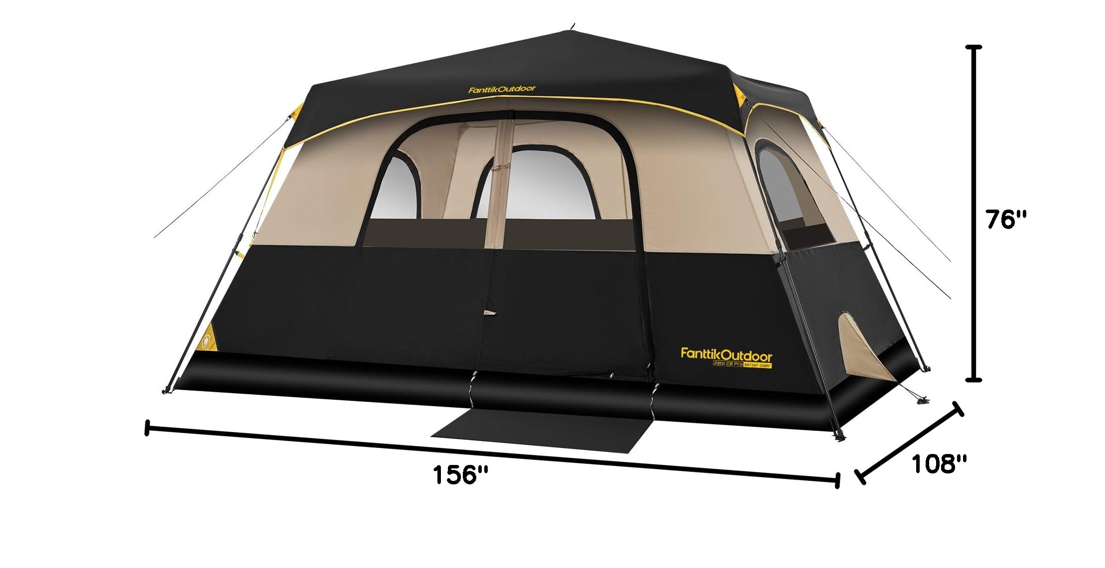 Fanttik Instant Cabin Tent for Camping - 4/6/8/10 Person Family Tent with Rainfly & Windproof Design, 60-Second Setup, Portable with Carry Bag - Perfect for Outdoor Adventures, Backpacking & Hiking Trips