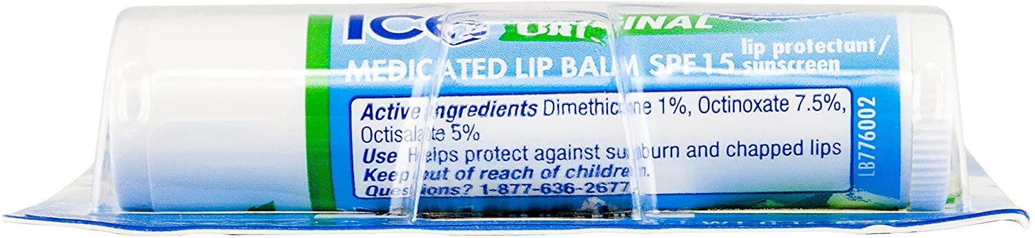 Mentholatum Natural Ice Medicated Lip Balm SPF 15 - Pack of 12 Tubes (0.16 oz Each) | Moisturizing & Sun Protection for Dry, Chapped Lips | Perfect for Outdoor Activities, Winter Care & Daily Lip Protection