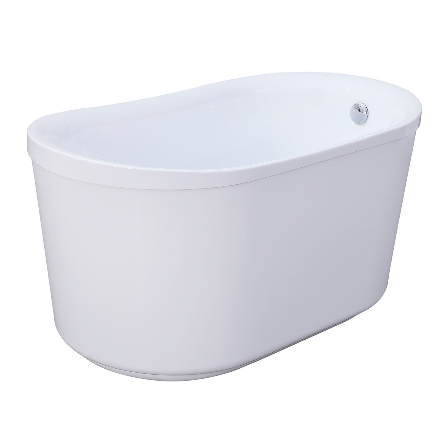 Aqua Eden VTDE513026BA 51 Inch Acrylic Oval Double Slipper Freestanding Bathtub with Drain - Glossy White - Luxury Soaking Tub for Spa-Like Relaxation in Master Bathroom