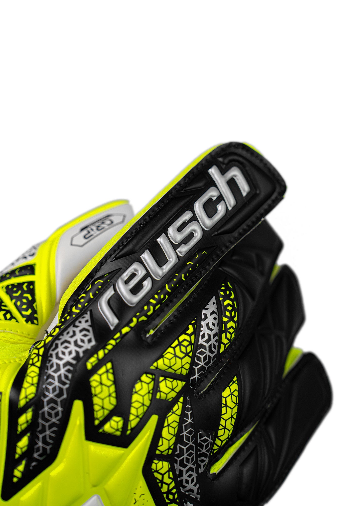 Reusch Attrakt Grip GK Goalkeeper Gloves - Safety Yellow & Silver - Professional Soccer Goalie Gloves for Training & Match Play