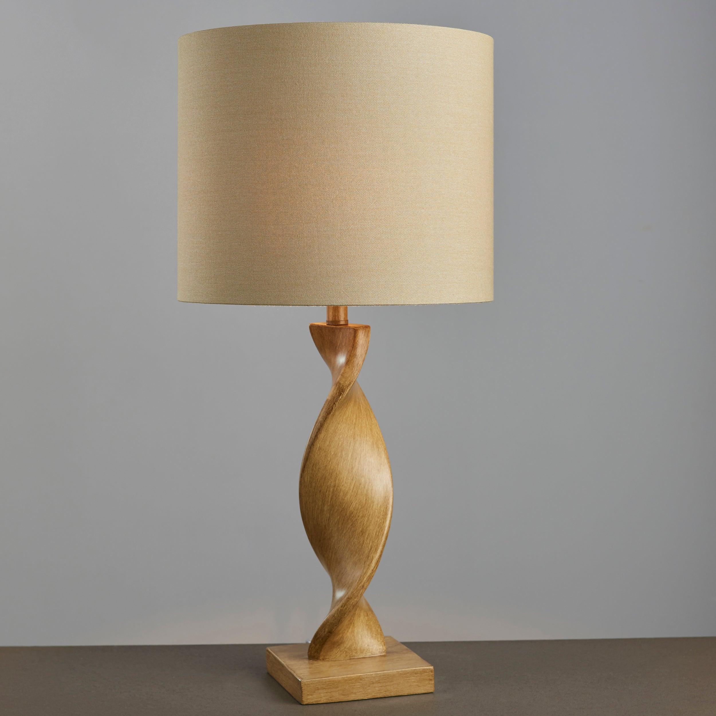 Endon Abia 1 Light Oak Effect Table Lamp - Modern Wooden Bedside Lamp for Living Room, Bedroom & Office - Warm White Lighting for Cozy Ambience