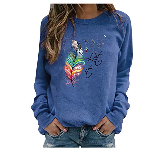 BDDVIQNN Women's Casual Printed Long Sleeve Sweatshirt Pullover Top - Soft Loose Fit Blouse for Everyday Wear, Work & Fall Outfits