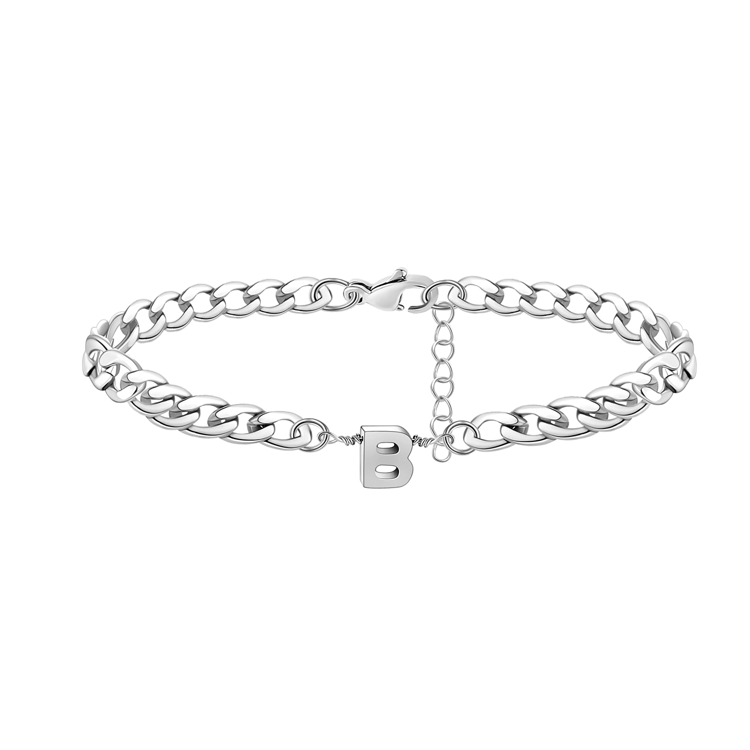 Personalized Silver Initial Anklet for Women & Teen Girls - A-Z Letter Figaro Chain Ankle Bracelet, Perfect Birthday Gift & Summer Beach Jewelry | Great for Casual Wear, Vacations & Special Occasions