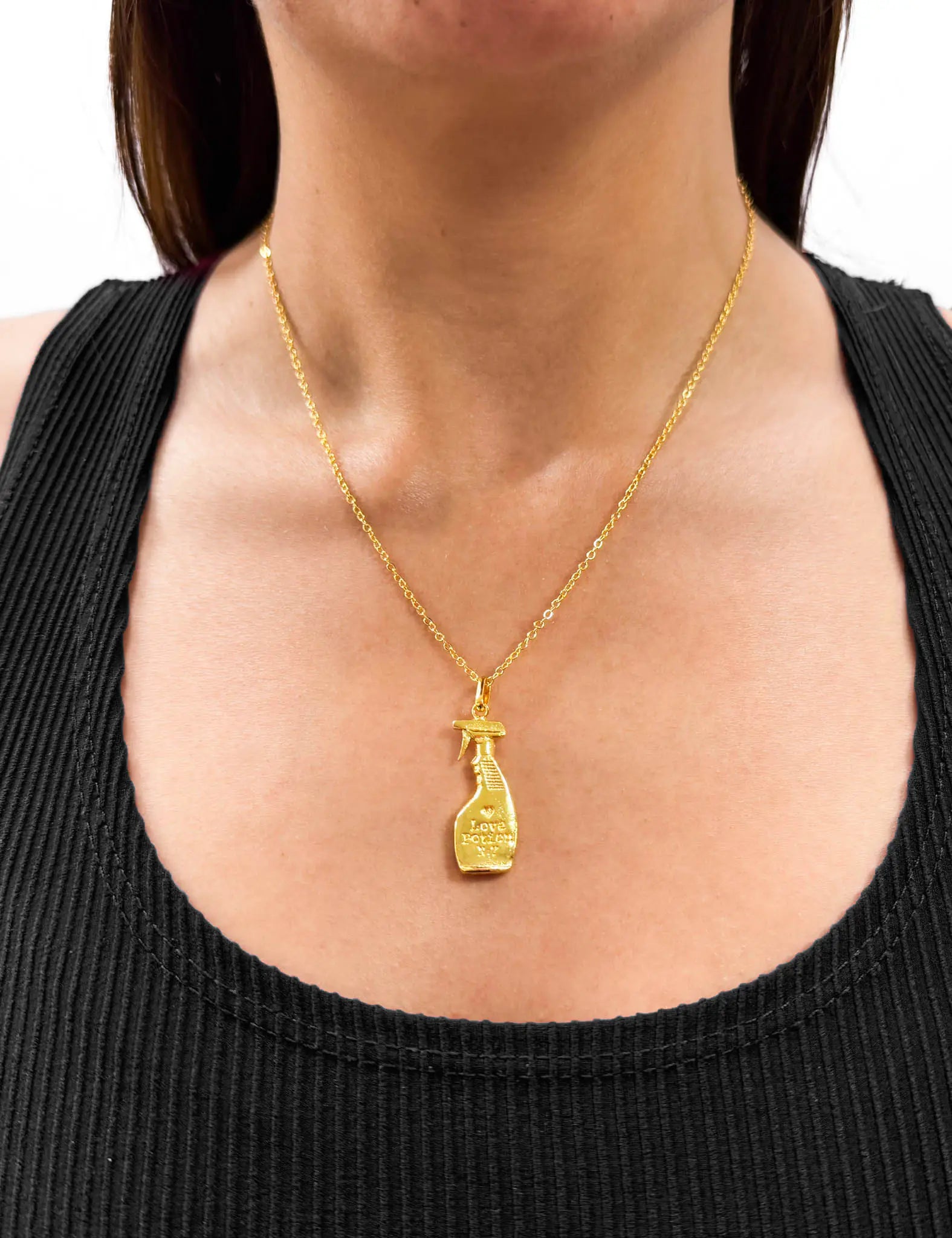 Spritz Love Potion #7 Pendant - Golden Spray Bottle Charm Necklace for Women | Romantic Gift for Valentine's Day, Anniversary & Special Occasions