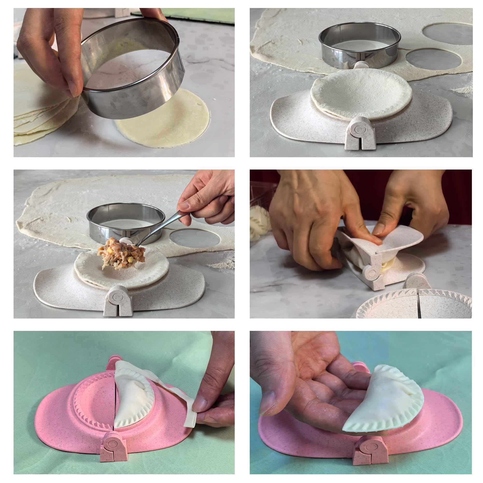 Premium Empanada Maker Press Kit - 3-in-1 Dumpling, Pierogi & Empanada Dough Press with 4