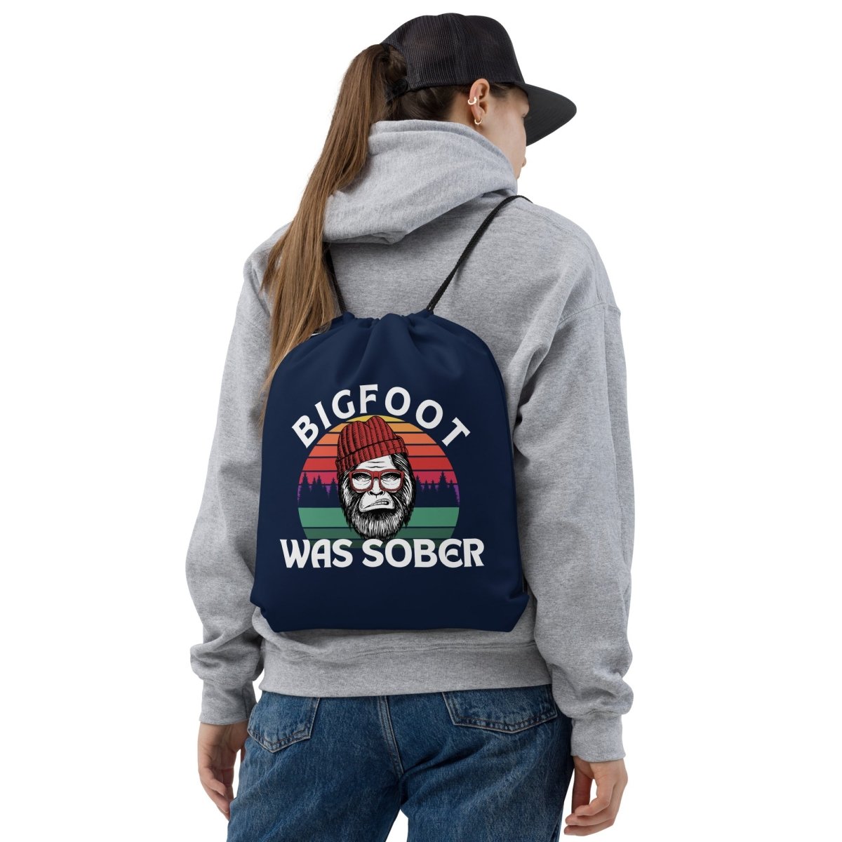 Funny Bigfoot Was Sober Drawstring Bag - Novelty Gift for Cryptid Lovers & Festival Goers - Perfect for Hiking, Camping, and Outdoor Adventures