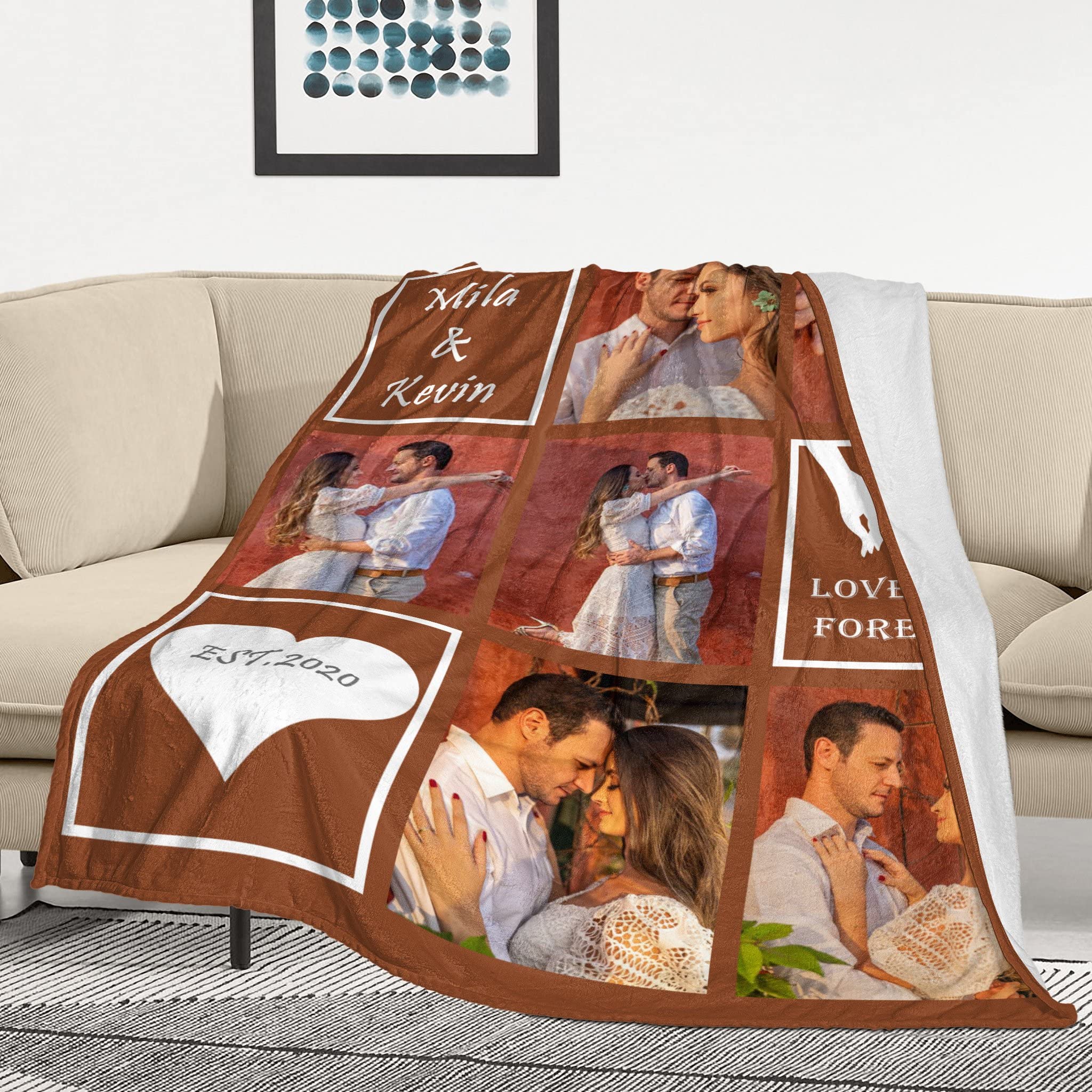 Personalized Couple Blankets - Custom Anniversary & Valentine's Day Gifts for Boyfriend - Romantic Birthday & Long Distance Relationship Presents for Him - Perfect for Cuddling, Home Decor, and Thoughtful Surprises