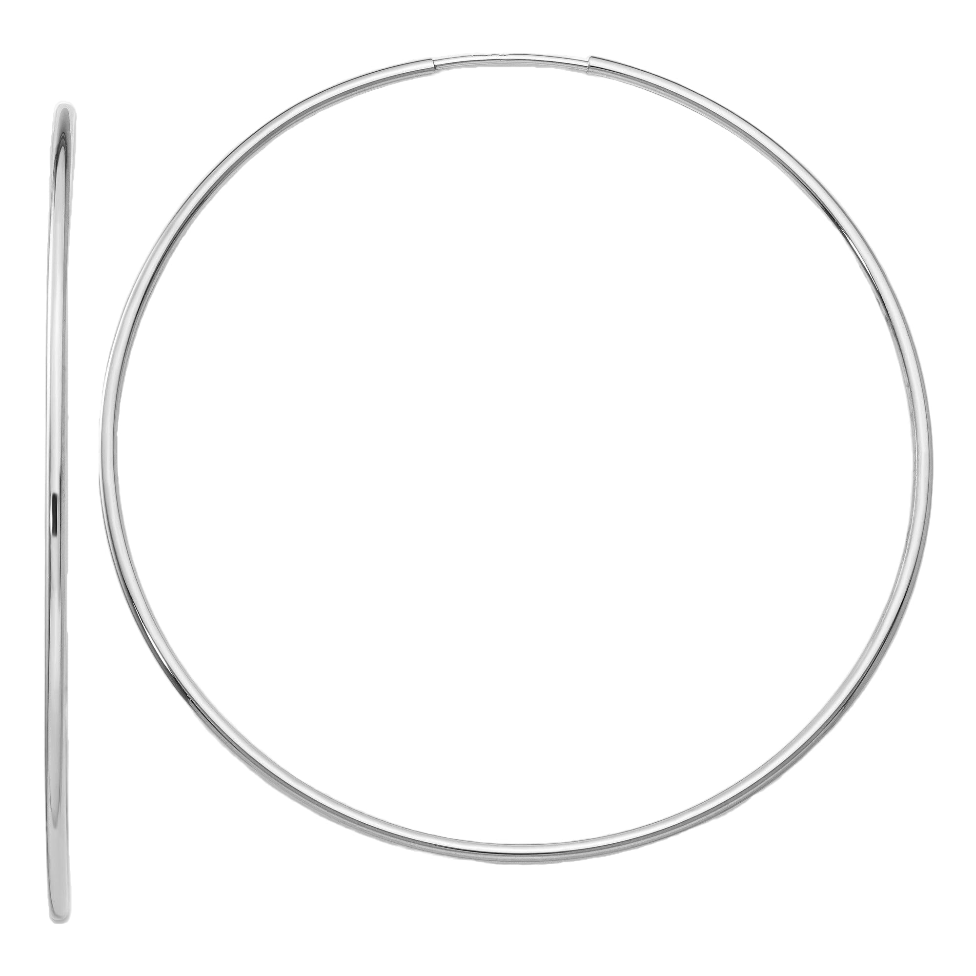 10K Solid White Gold Endless Round Extra Large Hoop Earrings for Women - Elegant Everyday & Special Occasion Jewelry Gift