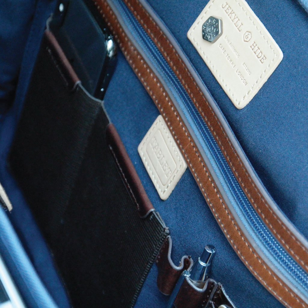 Jekyll & Hide Oxford Large Multi Compartment Briefcase for Men - Professional Leather Laptop Bag with Multiple Pockets - Perfect for Business Travel, Office Work & Daily Commute (Tobacco Brown)