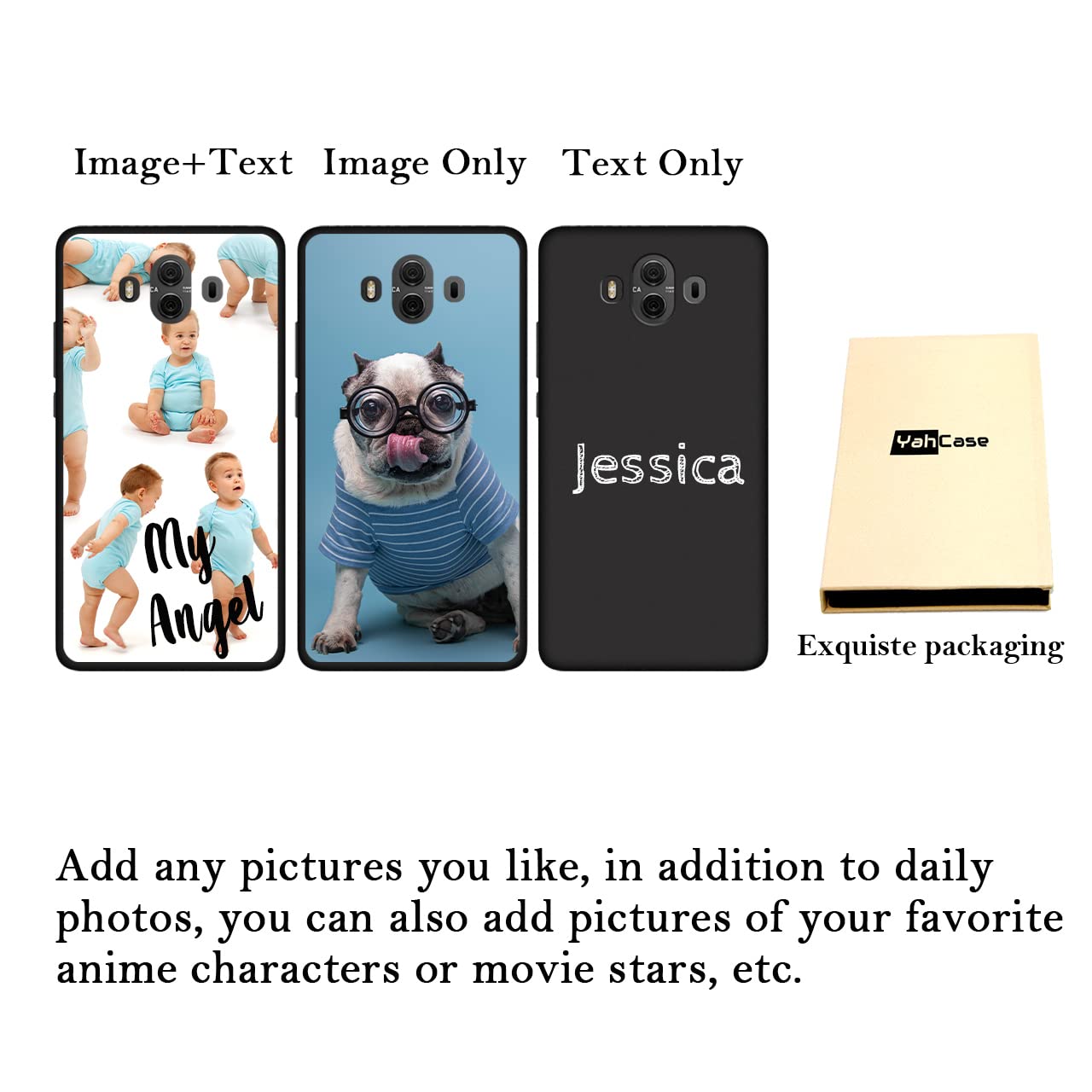 Custom Huawei Mate 10 Phone Case - Personalized Photo/Text/Name Design - Anti-Scratch Soft TPU Protective Cover (Black) - Perfect Gift for Birthday, Anniversary & Daily Protection