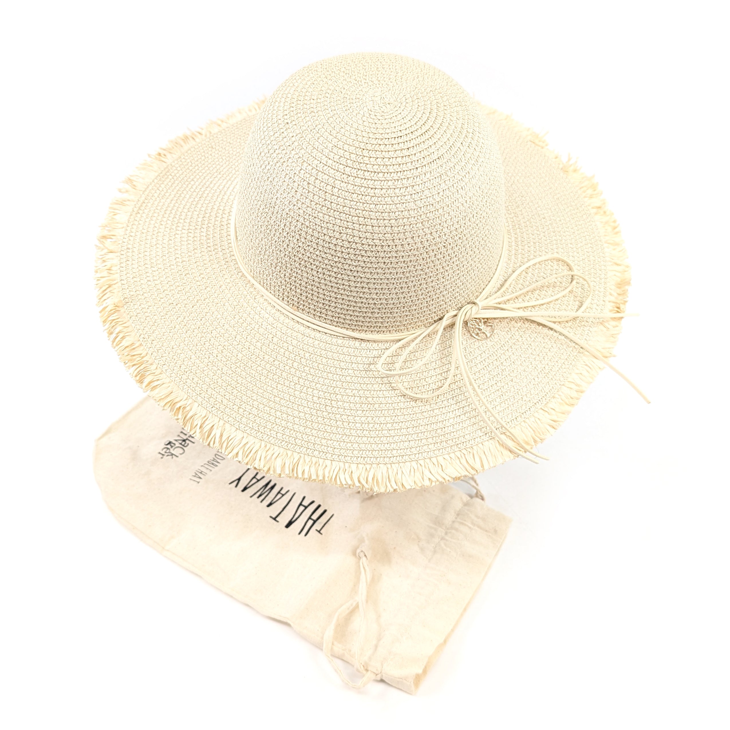 Tree of Life Wide Brim Foldable Sun Hat (57cm) - Natural Straw Beach Hat for Women, UV Protection for Outdoor, Travel, Gardening & Summer Vacations