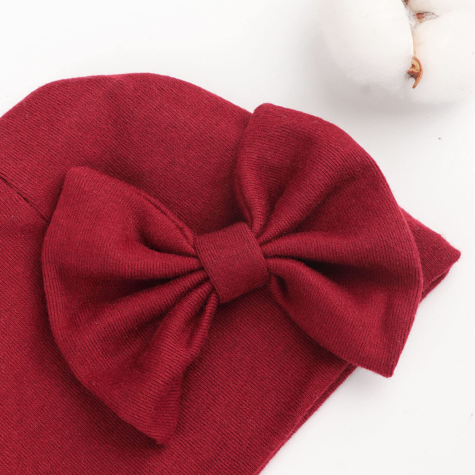 Adorable Baby Girl Cotton Beanie Hat with Bow - Soft Newborn to Toddler Cap (0-24 Months) - Perfect for Hospital Photos, First Outings & Special Occasions