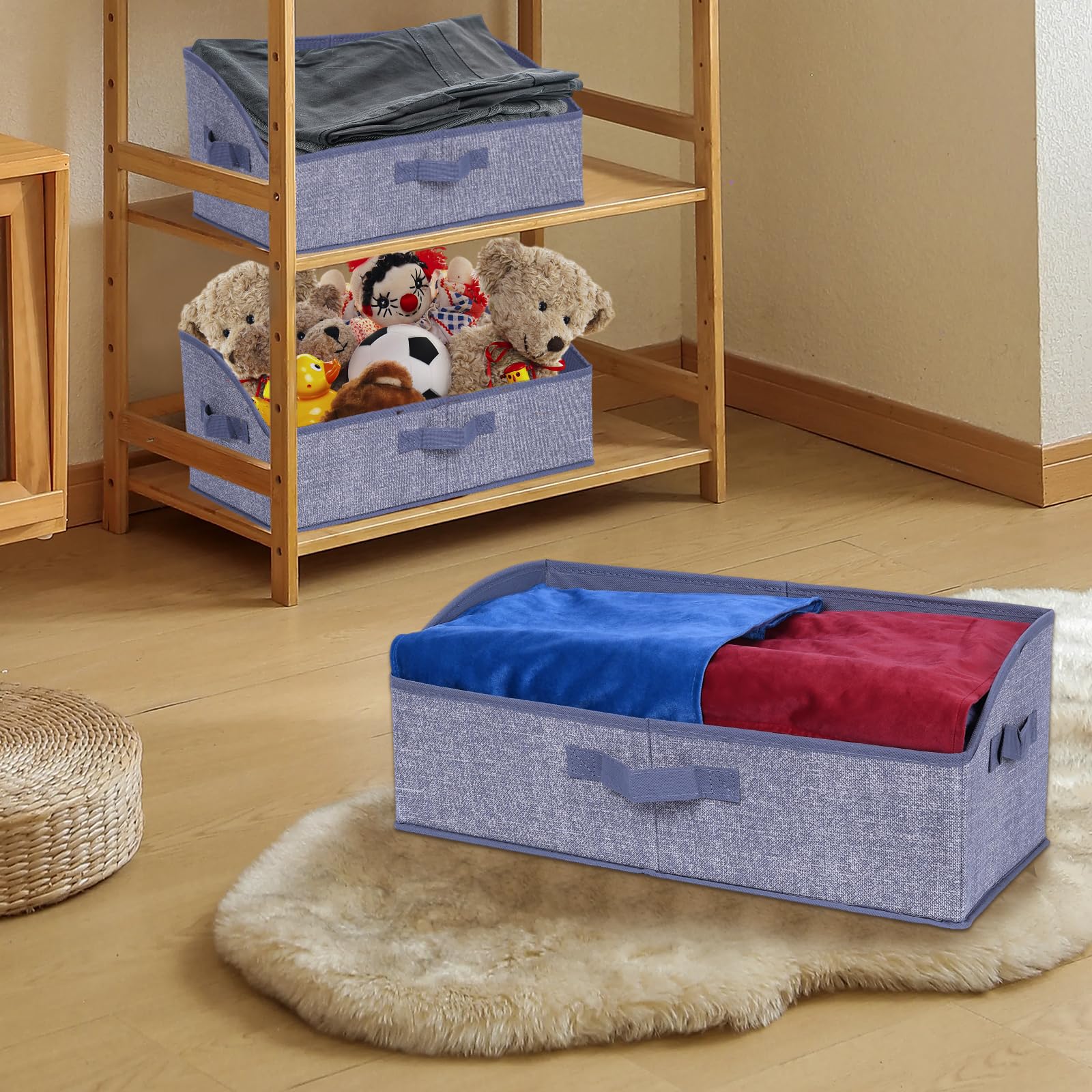 ZPXTI Fabric Storage Bins with Handles - 3 Pack Closet Organizer Baskets for Shelves, Perfect for Organizing Sheets, Sweaters, Hats & Home Organization | Space-Saving Bedroom Storage Solution