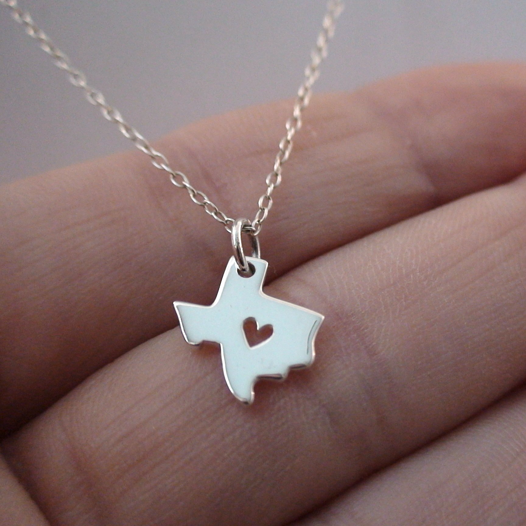 Texas State Heart Charm Necklace - 18 Inch Sterling Silver Pendant for Women | Perfect for Gifts, Anniversaries & Texas Pride