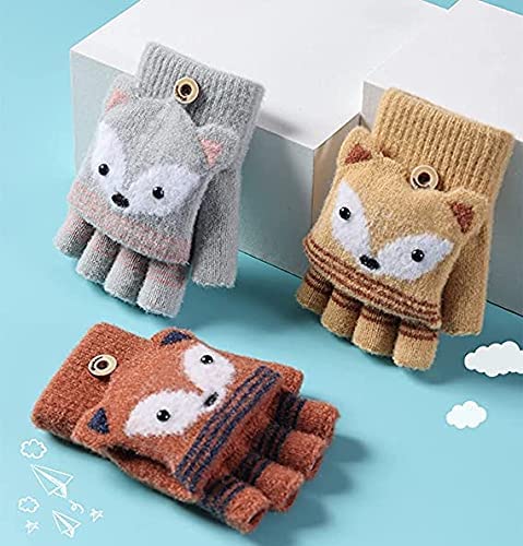 Warm Double Layer Knitted Winter Gloves for Kids 1-4 Years Old - Plush Hanging Neck Mittens with Rope, Full Finger Wrist Gloves for Toddlers - Perfect for Outdoor Play, Snow Activities, and Christmas Gifts for Boys & Girls