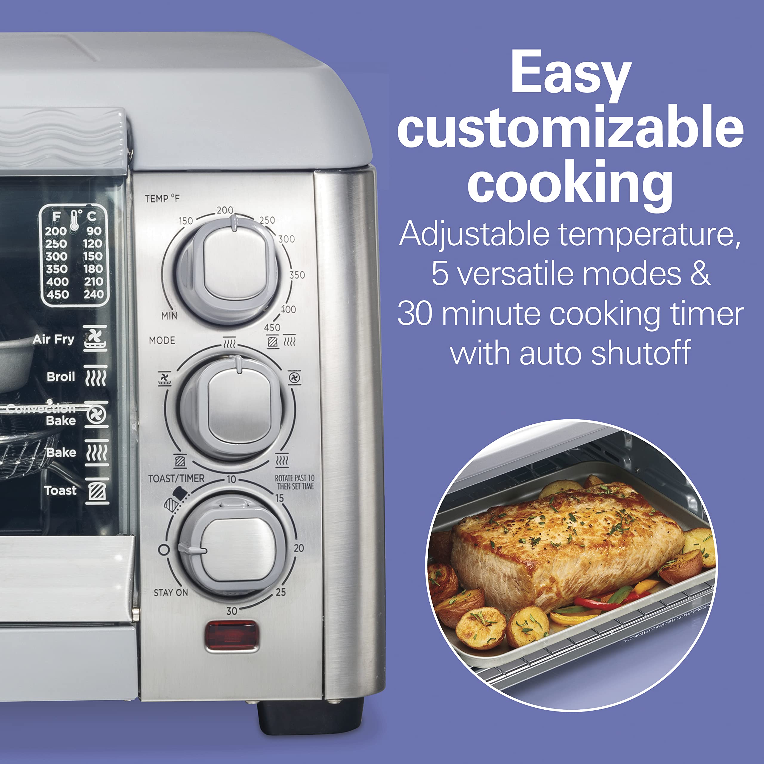 Hamilton Beach Quantum Toaster Oven Air Fryer Combo - Large Capacity 6-Slice Toaster Oven with 12