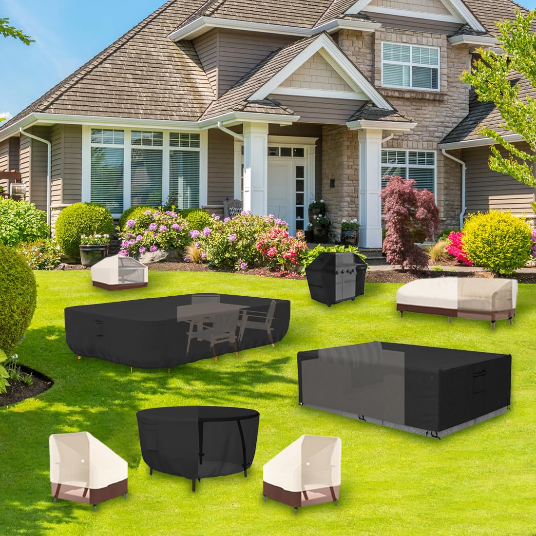 Durable Waterproof Round Patio Furniture Cover - 72