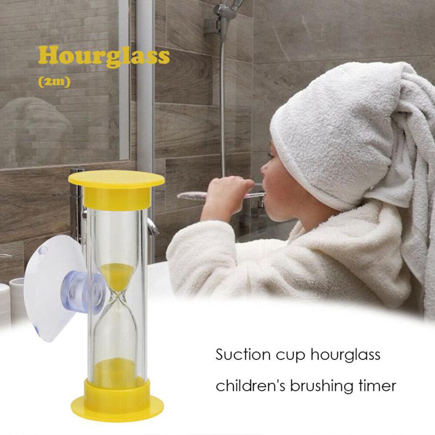 3 Minute Sand Timer for Kids Teeth Brushing - Desktop Hourglass with Suction Cup - Fun Visual Timer for Children's Dental Hygiene & Classroom Activities