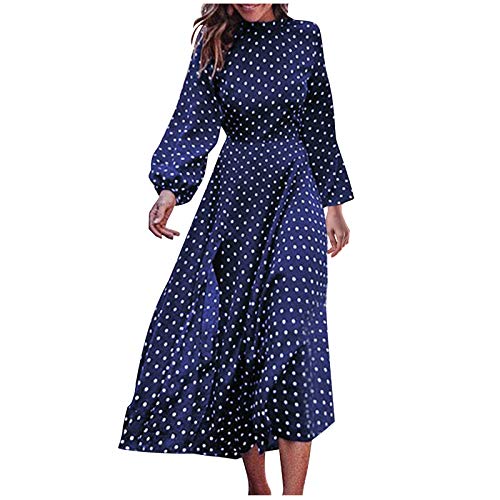Women's Casual Long Black Polka Dot Round Neck Dress - Flowy Maxi Dress for Tall Women | Perfect for Office, Parties & Everyday Wear