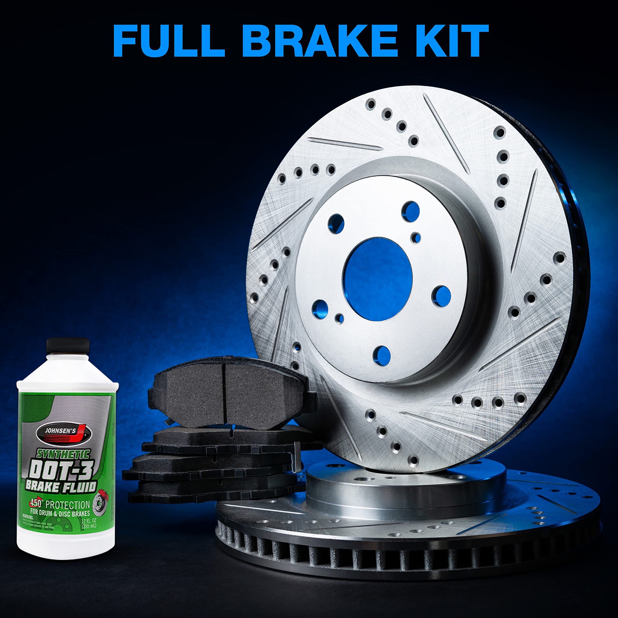High-Performance Power Sport Front & Rear Brake Pads and Rotors Kit - BLCC.65142.04 | Heavy Duty Braking System for ATV, UTV, Dirt Bikes & Off-Road Vehicles | Perfect for Trail Riding, Racing & Off-Road Adventures