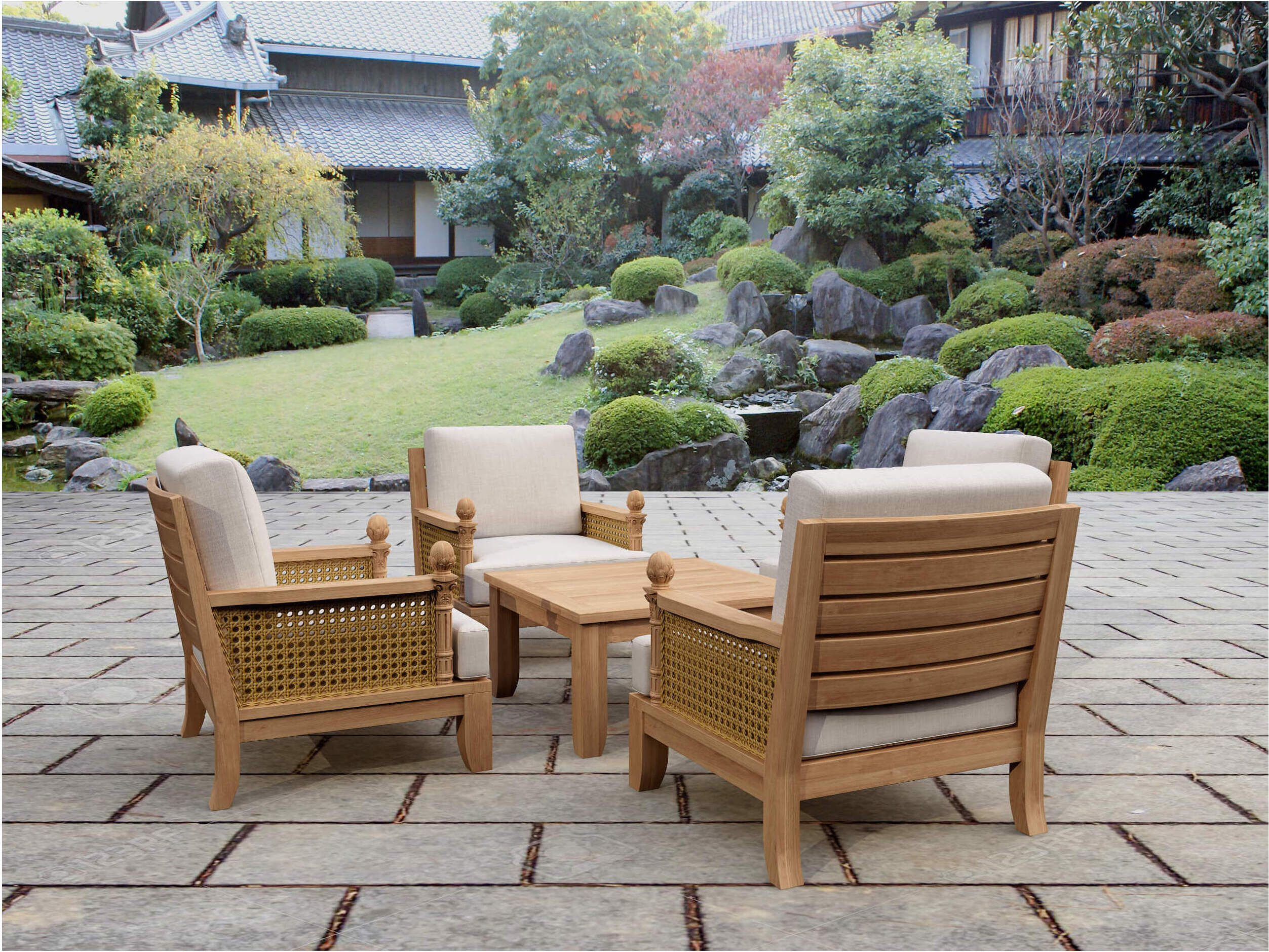 Anderson Teak 5-Piece Luxe Modular Deep Seating Set - Outdoor Patio Furniture for Garden, Poolside & Backyard Relaxation (SET 55)