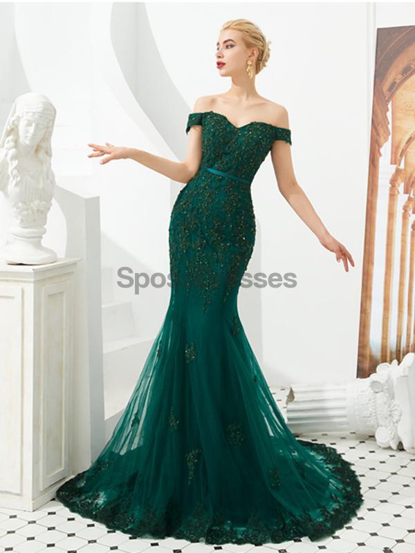 Emerald Green Lace Applique Mermaid Evening Prom Dress for Women - Elegant Formal Gown for Homecoming, Ball & Special Occasions