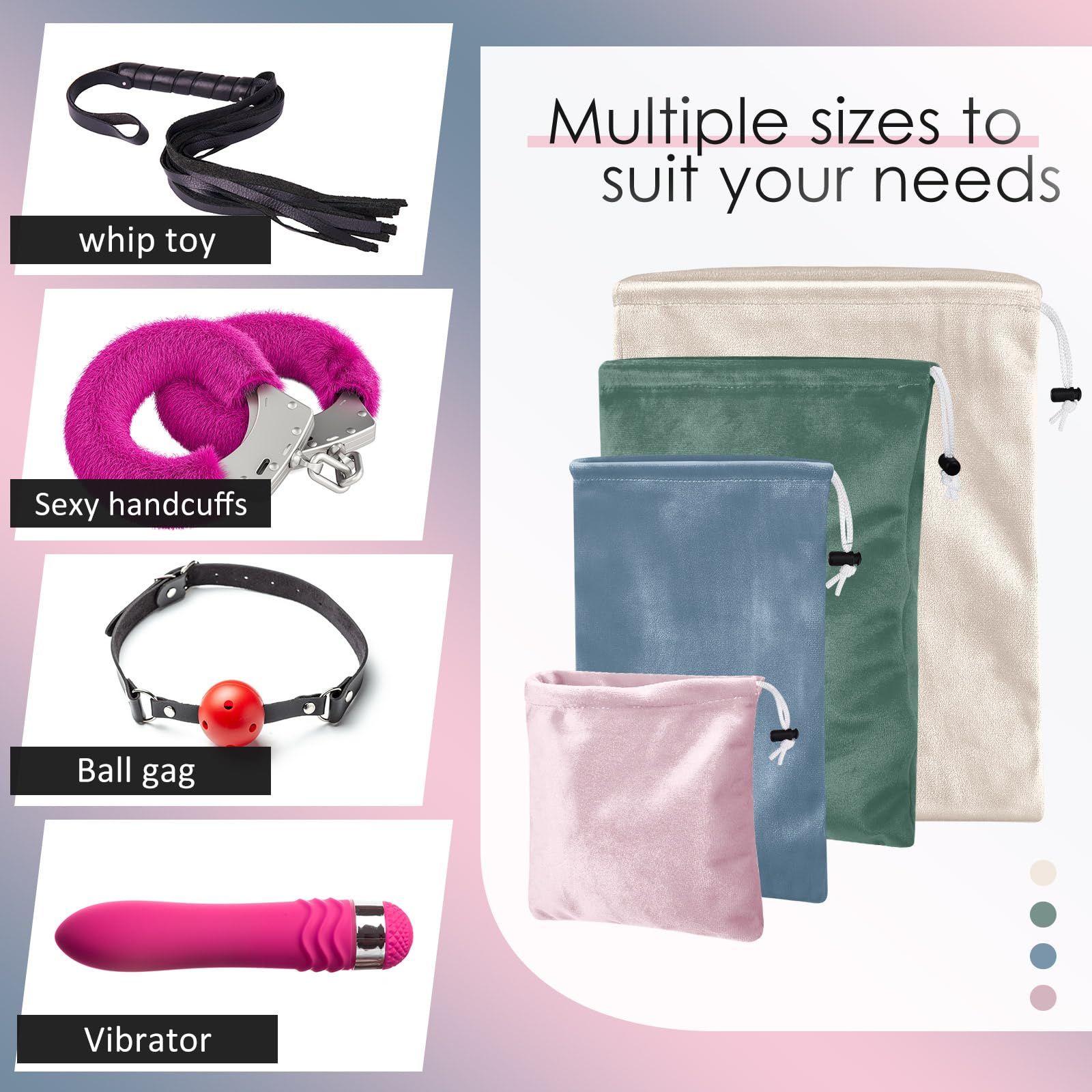 Amylove 4 Pcs Adult Toy Storage Bags - Reusable Drawstring Organizer for Home & Travel