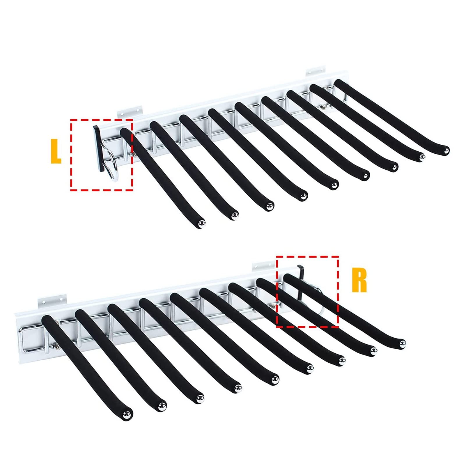 Space-Saving Slide-Out Pants Hanger Bar - 9-Arm Non-Slip Closet Organizer for Trousers & Clothes Storage (Right Mount) | Perfect for Small Closets, Walk-In Wardrobes & Apartment Organization