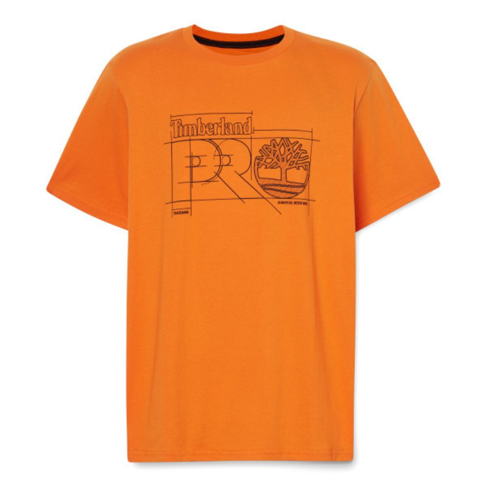Timberland PRO® Men's Short Sleeve Work T-Shirt - Moisture Wicking, Durable & Comfortable (Orange) - Ideal for Construction, Landscaping & Outdoor Jobs
