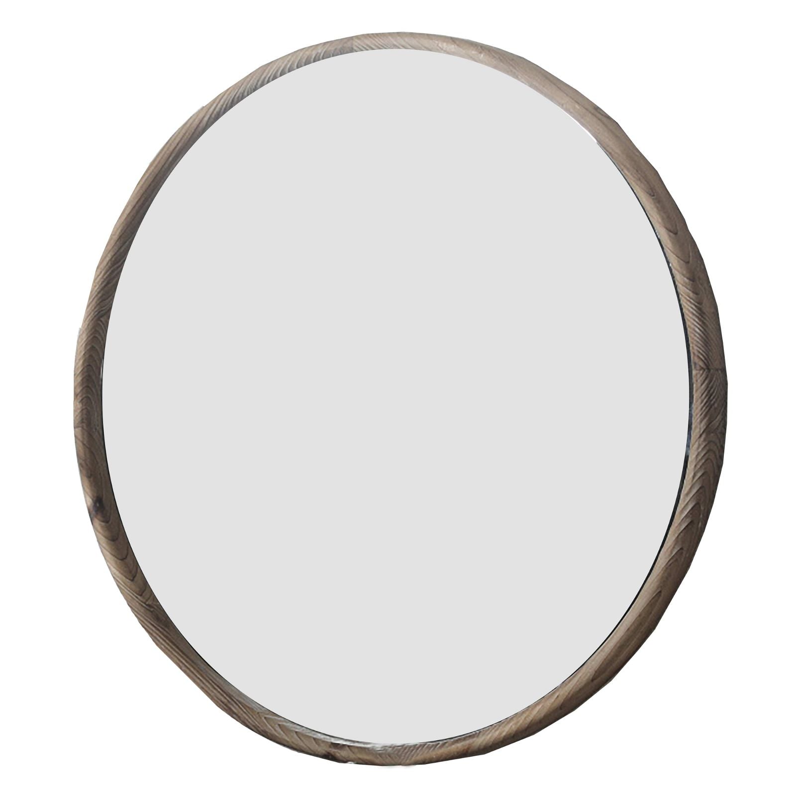 Round Grove Mirror 700mm - Natural Wood Frame by Urban Style - Perfect for Living Room, Bedroom & Bathroom Decor