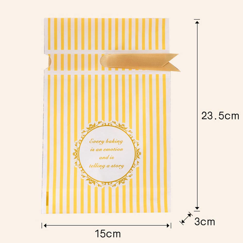 20 Pcs Pink & Yellow Stripe Treat Bags - 9.25