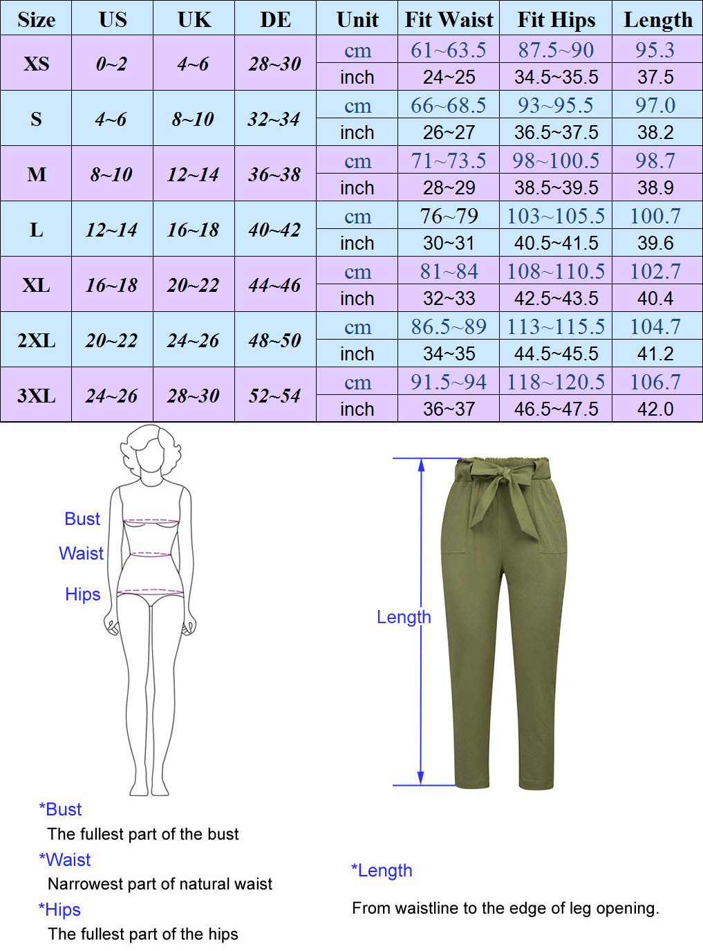 GRACE KARIN Women's Paperbag Pants - High Waist Slim Fit with Pockets for Casual Wear