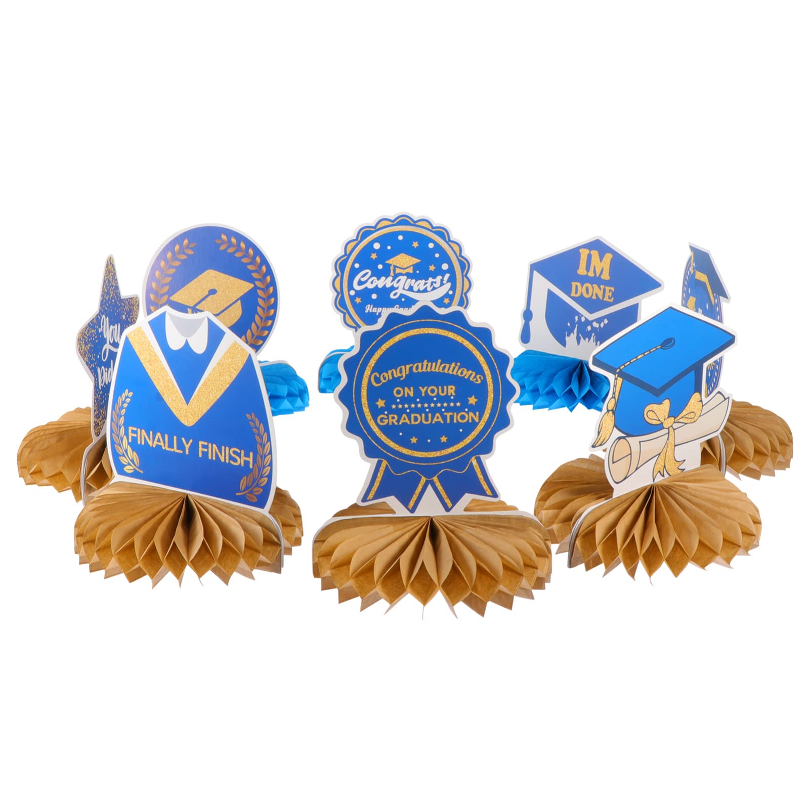 VOSAREA Graduation Honeycomb Decor Set - 2022 Graduation Party Garland with Honeycomb Balls, Paper Graduation Hat & Table Decorations for Graduation Party, Dining Table & Home Celebration