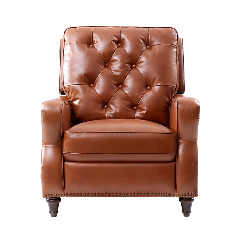 Myria Genuine Leather Nailhead Recliner Chair - Modern Living Room Furniture with Tufted Back and Padded Armrests | Perfect for Home Theater, Gaming, and Relaxation
