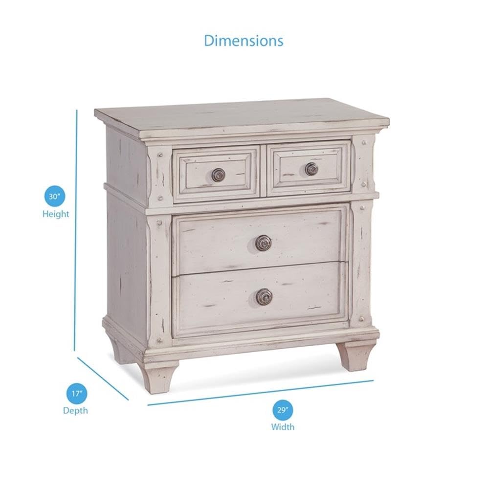 American Woodcrafters Sedona Antique White Wood 3-Drawer Nightstand - Bedside Table for Bedroom Furniture with Storage | Perfect for Master Bedroom, Guest Room & Apartment Decor