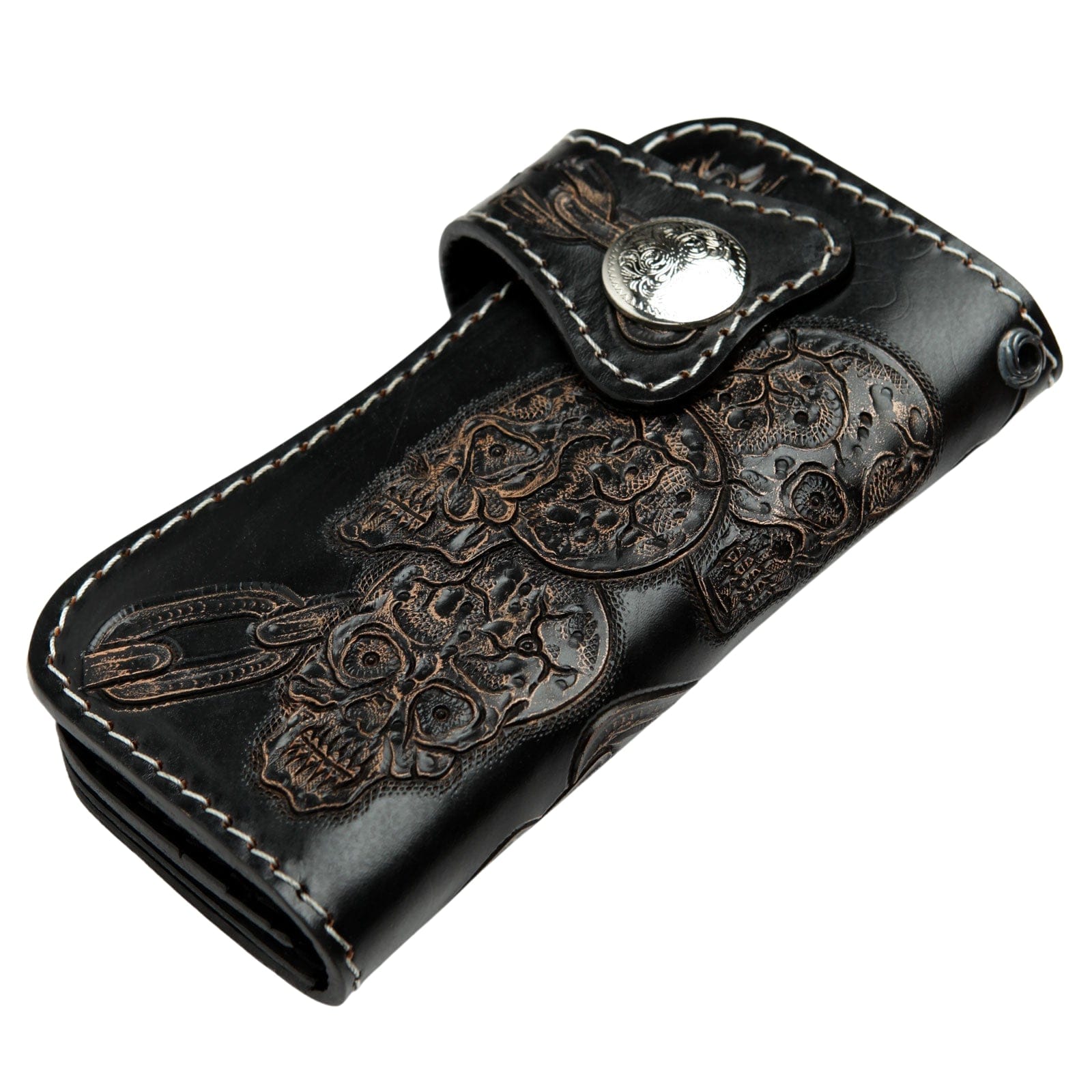 Black Genuine Leather Devil Skull Biker Wallet - Gothic Motorcycle Wallet for Men - Perfect for Bikers, Riders & Rock Fashion Enthusiasts