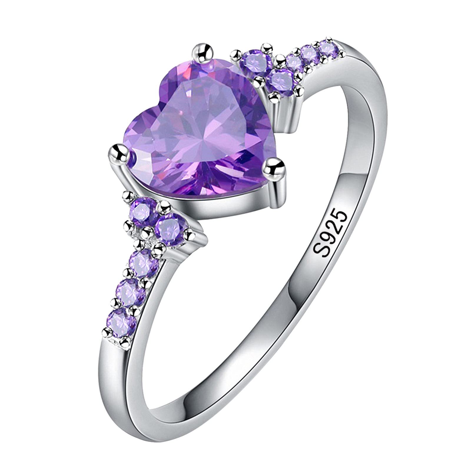 Elegant Love Shaped Rhinestone Heart Ring for Women - Diamond Zircon Silver Mood Ring Size 7 | Perfect for Valentine's Day, Anniversary Gifts & Romantic Date Nights