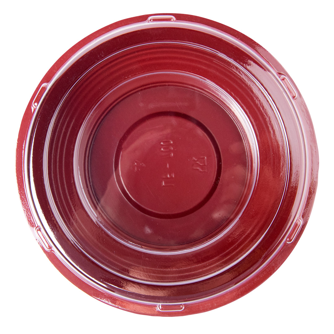 24 oz Round Black and Red Plastic Panda Bowl with Clear Lid - Microwave Safe Asian Style Soup Noodle Bowl (6.5
