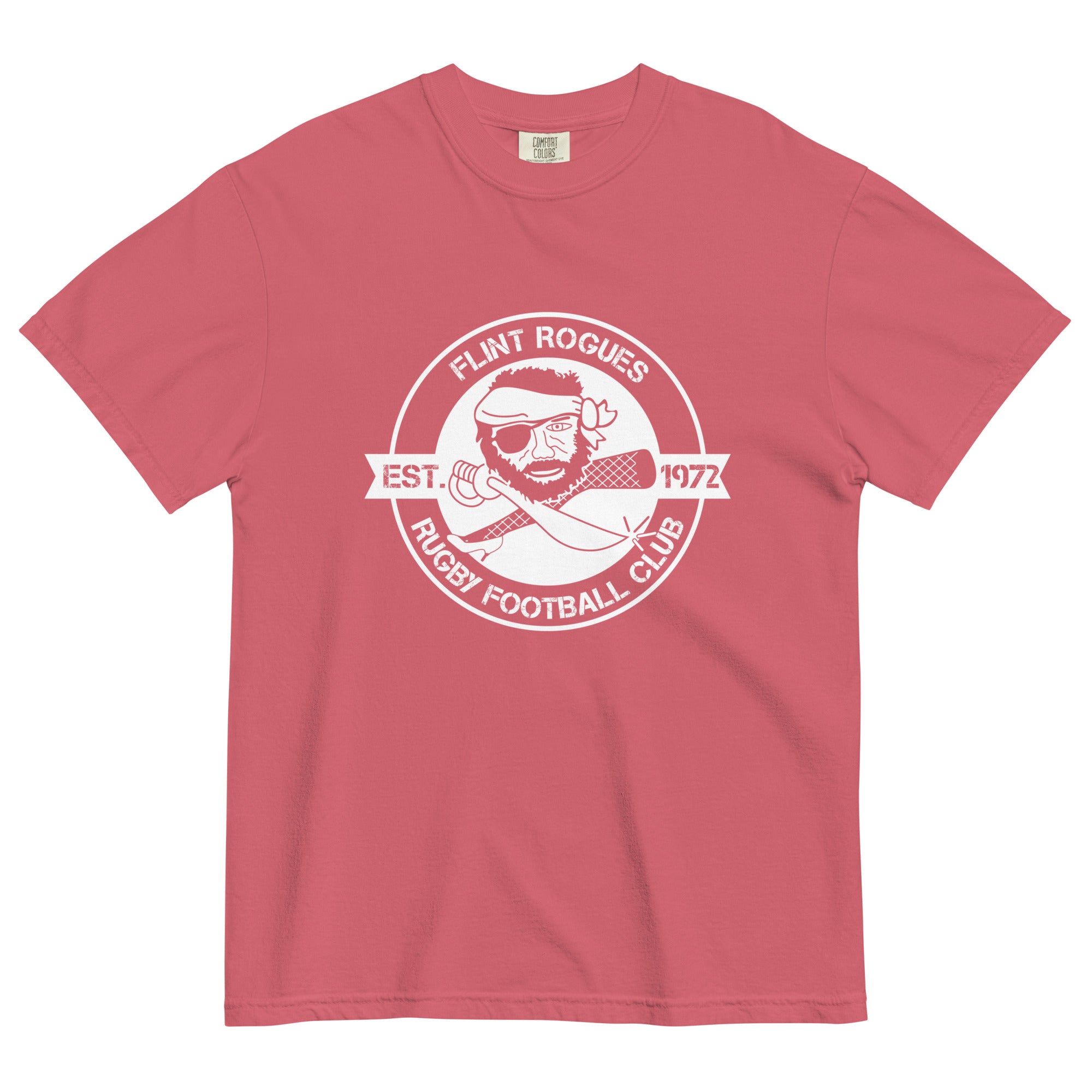 Flint Rogues RFC Garment Dyed Cotton T-Shirt for Men | Vintage Washed Soft Tee | Perfect for Casual Wear, Street Style & Everyday Outfits