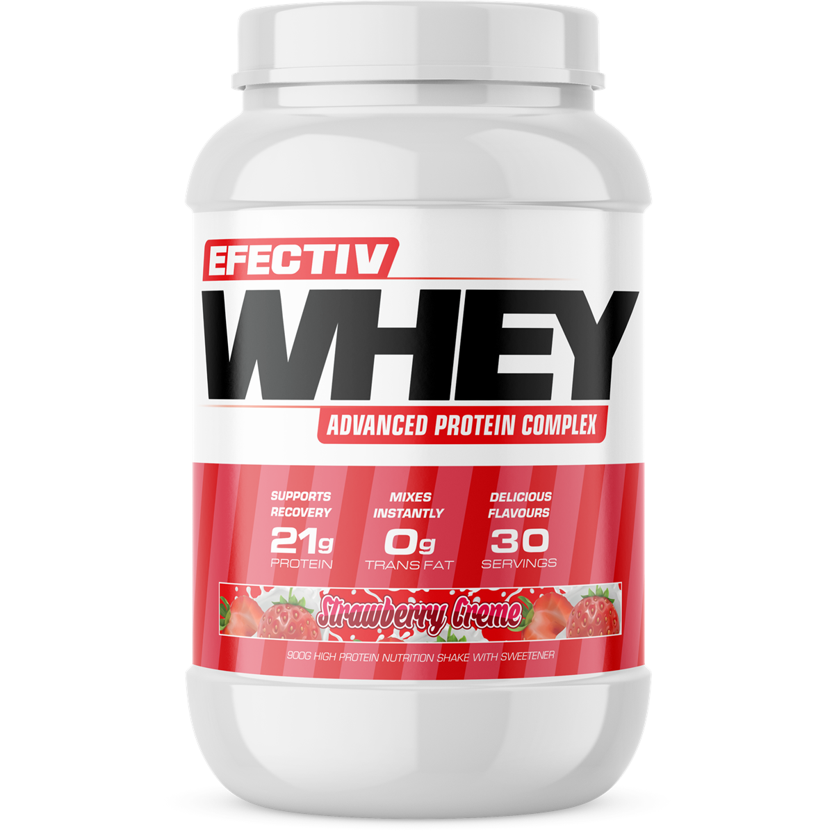 Efectiv Nutrition Whey Protein Powder - 900g Strawberry Flavor for Muscle Recovery & Post-Workout Shakes | Gym Supplement for Athletes & Fitness Enthusiasts